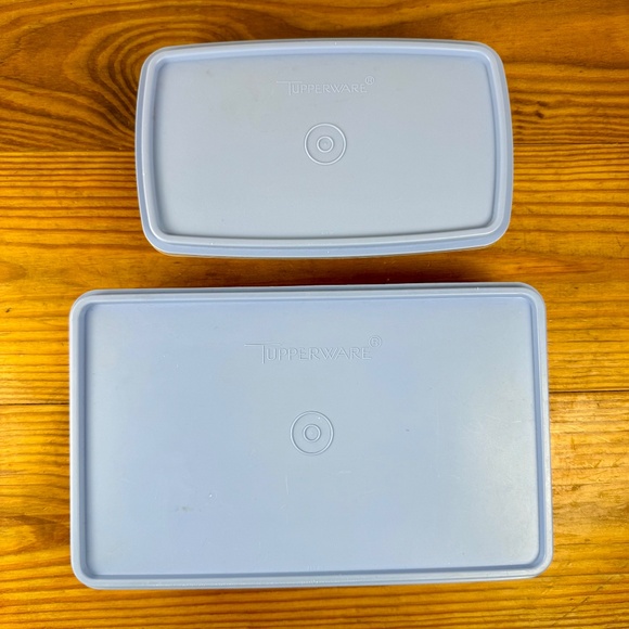 Vintage Tupperware Blue Lid Rectangular Storage Set | 2-Piece - Picture 5 of 8